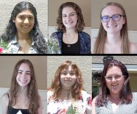 Sparta Woman’s Club scholarship recipients, clockwise: Isabela Mendez, Paige DeGiovanni, Kayleigh Simpson, Marsali Endrezzi, Breea Schembre, and Georgia Paraskos.
