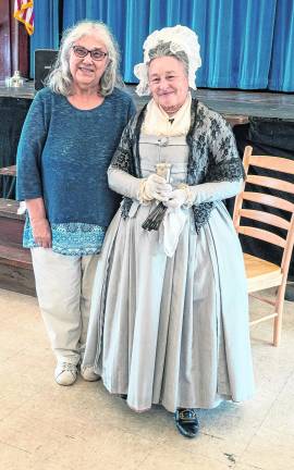 Maryanne Francisco, president of the Sparta Historical Society, with Carol Spacht as Martha Washington.
