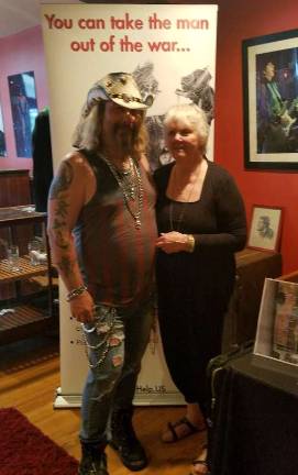 Angelo Priestman of Jar Jams Entertainment and Sandy Mitchell of Project Help. Priestman organized and promoted a concert benefitting the veterans' support organization on Saturday May 26, 2018 at the Stanhope House.