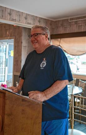 Keith Walls, Exalted Ruler of the Elks, speaks during the service.
