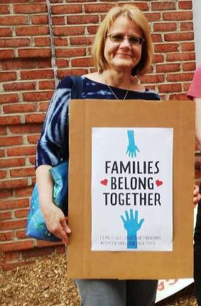 Noelle Jensen of Morris Plains at June 22 protest Photo by Meghan Byers