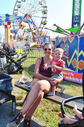 <b>Brianna and Theo Wamback of Sandyston take a break Sunday, Aug. 3. (Photo by Maria Kovic)</b>