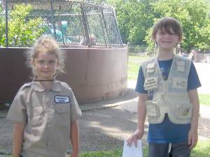 Junior zookeepers Nellie and Luke are dressed and ready for work (Photo by Janet Redyke)