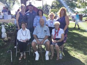 PHOTOS BY AMY BATE Back row, from left, Mark and Diane of Burke's Liquors, Bea Lewis and Lisa O'Hare of Friends of Hospice. Front row, from left, Julia Quinlan, Willard and Jeanette Klemm.