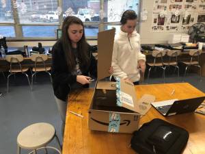 Byram students captured moments from art classes where students work on creating mini floats in advance of Mardi Gras. Pictured are Eve Rubenstein and Kyleigh WinegarPicture.