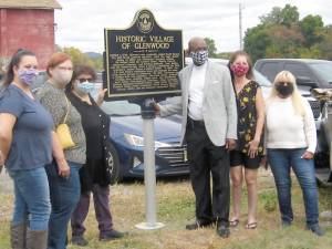Members of the Vernon Historical Preservation Commission and the Vernon Economic Committee unveil a new historical marker honoring Glenwood.(Photo by Janet Redyke)