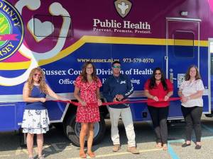 From left are Christine Florio, Sussex County Health and Human Services administrator; Jill Space, deputy director of the Sussex County Board of County Commissioners; Chris Carney, director of the board; state Assemblywoman Dawn Fantasia; and Jennifer Shortino, health officer/director. (Photo provided)