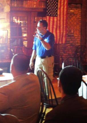 Renowned disaster and trauma trainer Steve Crimando speaks to members of the Sussex County League of Municipalities during a dinner meeting at the Mohawk House in Sparta on Thursday, Oct. 18, 2018. (Photos by Mandy Coriston).