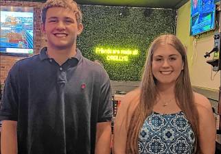 <b>Aaron Stone and Carly Trovato receive scholarships from the Sussex County Young Republicans. (Photo provided)</b>