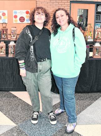 Steph and Cindy Hamilton of Hopatcong take a break from shopping.