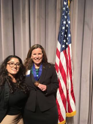 Catherine Van Kampen, right, with Pari Ibrahim, founder of the Free Yezidi Foundation.