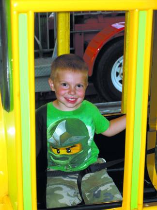 Davin Picinic, 3, of Sparta, got the front seat on the train ride.