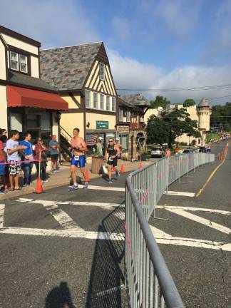 Running for the finish line on Lake Mohawk boardwalk