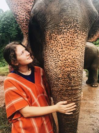Kaitlyn at the Patara Elephant Farm with her elephant for the day