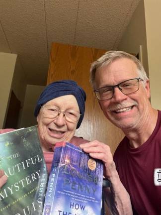 David Wilson of Greenville, N.Y., and his mom, Sara Wilson, 89. Since his Port Jervis library card stopped working, he drives to Milford to pick up mysteries from the library for Sara. Photo by David Wilson.