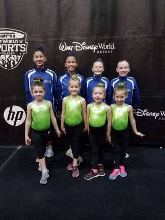 Bronze gymnast Lucy Towey, Kelly Hayowyk, Teagan Tardive, Aubrey Hayes, Ariana Begraft, Arianna Frank, Lilly Gretkowski and Emma Hamilton