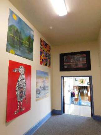 Student artwork is on display in the upstairs hall of the Lakeland Andover School in Lafayette.&#xa0;