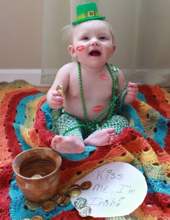 Kiss me, I’m Irish!! Our rainbow baby!! She is truly the pot of gold at the end of the rainbow!! Photo courtesy of Lydia.