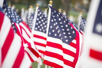 American stars and stripes flags in detail