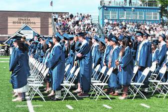 Sparta High School seniors after marching into the graduation ceremony.