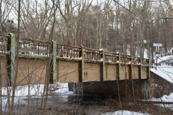 The worst bridge in the county is this 67-foot concrete span that straddles Pike and Wayne counties over the Wallenpaupack Creek. Built in 1955, its rating fell to poor in 2017 and is now “critical.” (Photo by Becca Tucker)