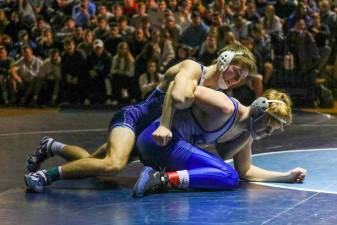 Garrett Stewart dominates his opponent Friday night, clinching the Sparta High School all time record with his 127th career win.