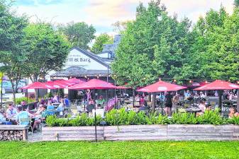 The exterior of St. Moritz Grill &amp; Bar is shown.