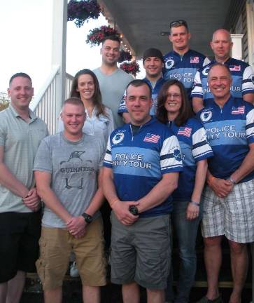 Police Unity Tour participants from Andover Township and Newton police departments and elsewhere at Homer's Restaurant Tuesday night at a send-off dinner Photo by Mandy Coriston