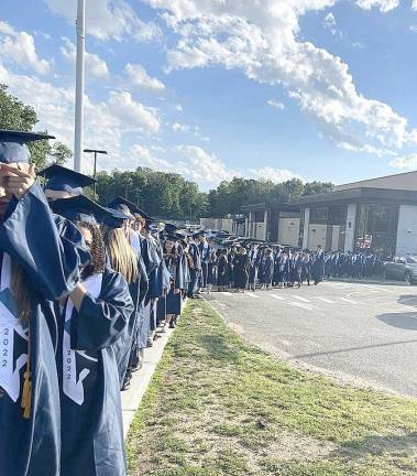 Sparta High School grads line up for the big moment.