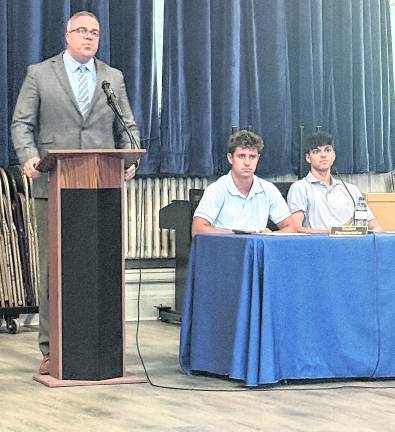 Sparta Township Public Schools Superintendent Matthew Beck speaks at the June 17 Board of Education meeting.