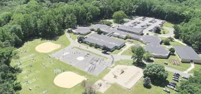 An aerial view of Alpine Elementary School.
