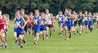 The boys Kittatinny cross country team starting a meet (Photo by Laurie Gordon)