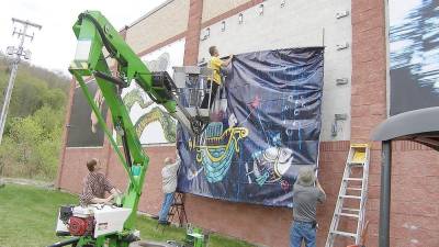Installation of The Great Wall of Honesdale (Photo provided)