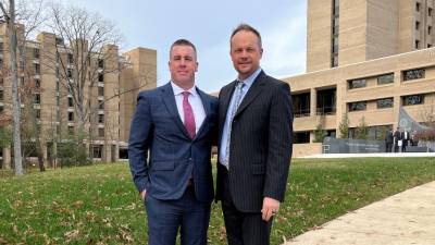 Lt. Jeffrey McCarrick and Chief Neil Spidaletto of the Sparta Police Department at the FBI National Academy graduation on Quantico, Virginia. (Photo Provided)