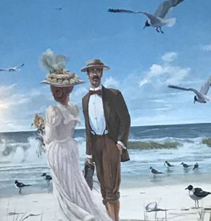 A mural on the indoor pool wall at The Grand Hotel in Cape May throws visitors back in time Photos by Laurie Gordon