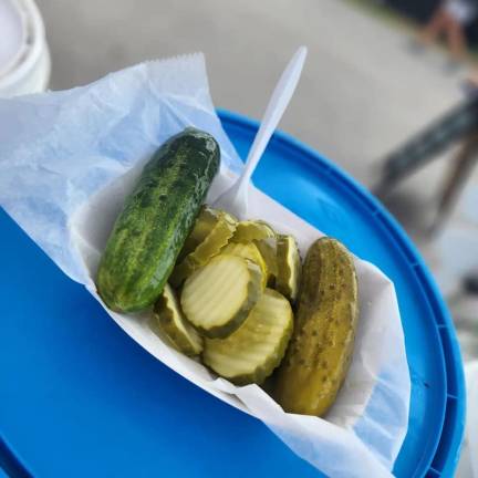 A sampler of various pickles from Jerzey Girl Pickles, another food vendor returning to the fair this year. Photo provided.