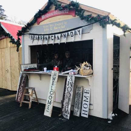 Vendors get ready for the 2019 German Christmas Market 2019 along the Lake Mohawk Boardwalk.