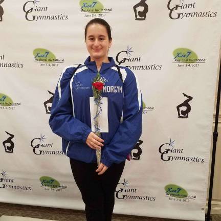 Giant gymnast Morgan Witt, of Newton, scored a 9.25 on floor. She qualified for Regionals and is an XCEL Platinum gymnast. Photo courtesy of giant Gymnastics