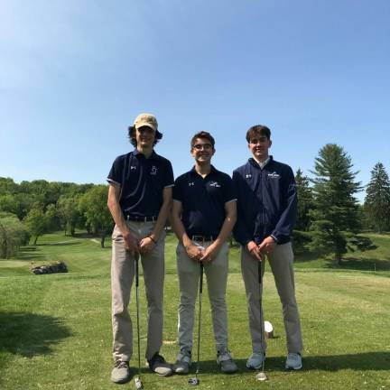 From left are Matt Doherty, JJ Kane and Owen Lapinski, senior captains of the Pope John XXIII Regional High School golf team. (Photo provided)