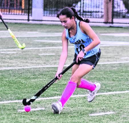 Sparta's Mia Lopes steers the ball.