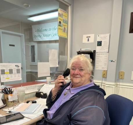 Cindy Dunn oversees and coordinates with Sparta Recreation, to assign senior citizens, to answer the phones at the Sparta Senior Center, located in Knoll Properties.