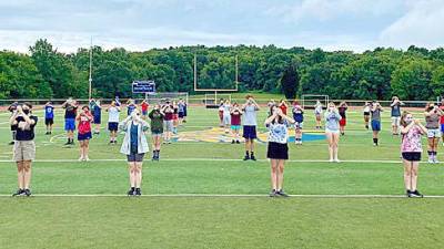 The Vernon Township High School Band practices for the season (Photo courtesy of Max Taylor)