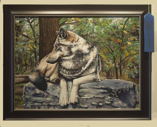 Lakota Wolf, first place in non-pro oil painting, by Richard Uibelhoer