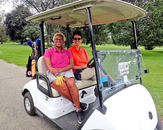 Nearly 70 area women took part in the annual United Way Honey Open Golf Outing which raised more than $21,000. Proceeds will help put ALICE— local individuals and families who are living paycheck to paycheck—on a path to financial stability. Pictured from left: Lee Ellison of Hardyston and Sue Dougherty of Blairstown.