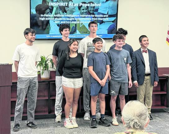 Student presenters with their INSPIRIT AI instructor.