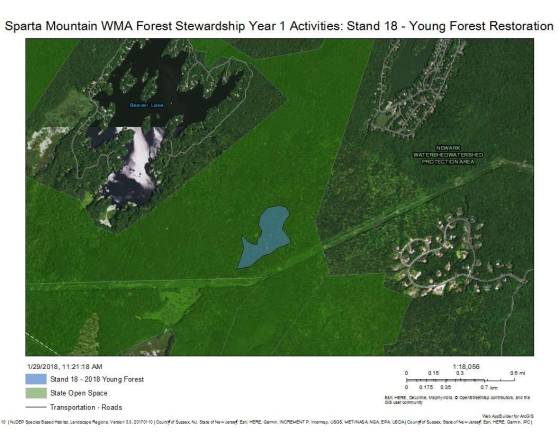 Photo courtesy of New Jersey Department of Environmental Protection Forestry work is set to begin this week within the blue area of the Sparta Mountain Wildlife Management Area in Hardyston Township.