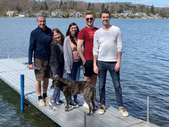 From left are Bill, Allison, Christine, Andrew and Will Ognibene with their family dog, Lila (Photo courtesy of NJ Sharing Network)