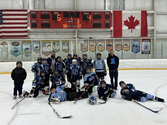 The Sparta Middle School ice hockey team won its season opener against the Vernon Vikings, 6-4. (Photo provided)