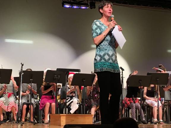 HMS band teacher Patty Curtis with the HMS Band.