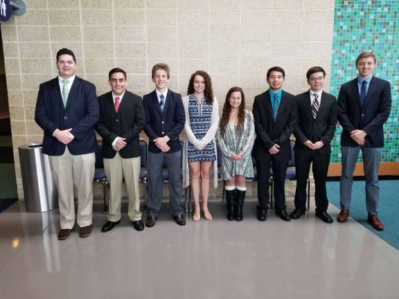 Local Squires and Roses celebrate after the Wildwood ceremony. From left: Jack Morelli, State Chief Squire Jack Lubertazzi, Michael Fowler, Elizabeth Wolfe, Danielle Reilly, Paul Farruggia, Christian Gladish, and Johnathan Hope. Not pictured: Patrick Hanley and Brian Schoch